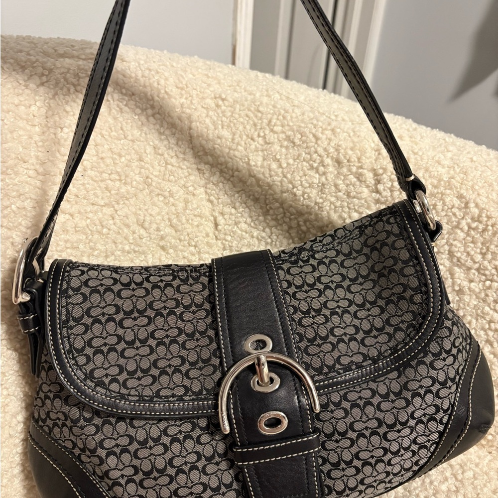 SOLD Vintage Coach Large Black Jacquard Soho
